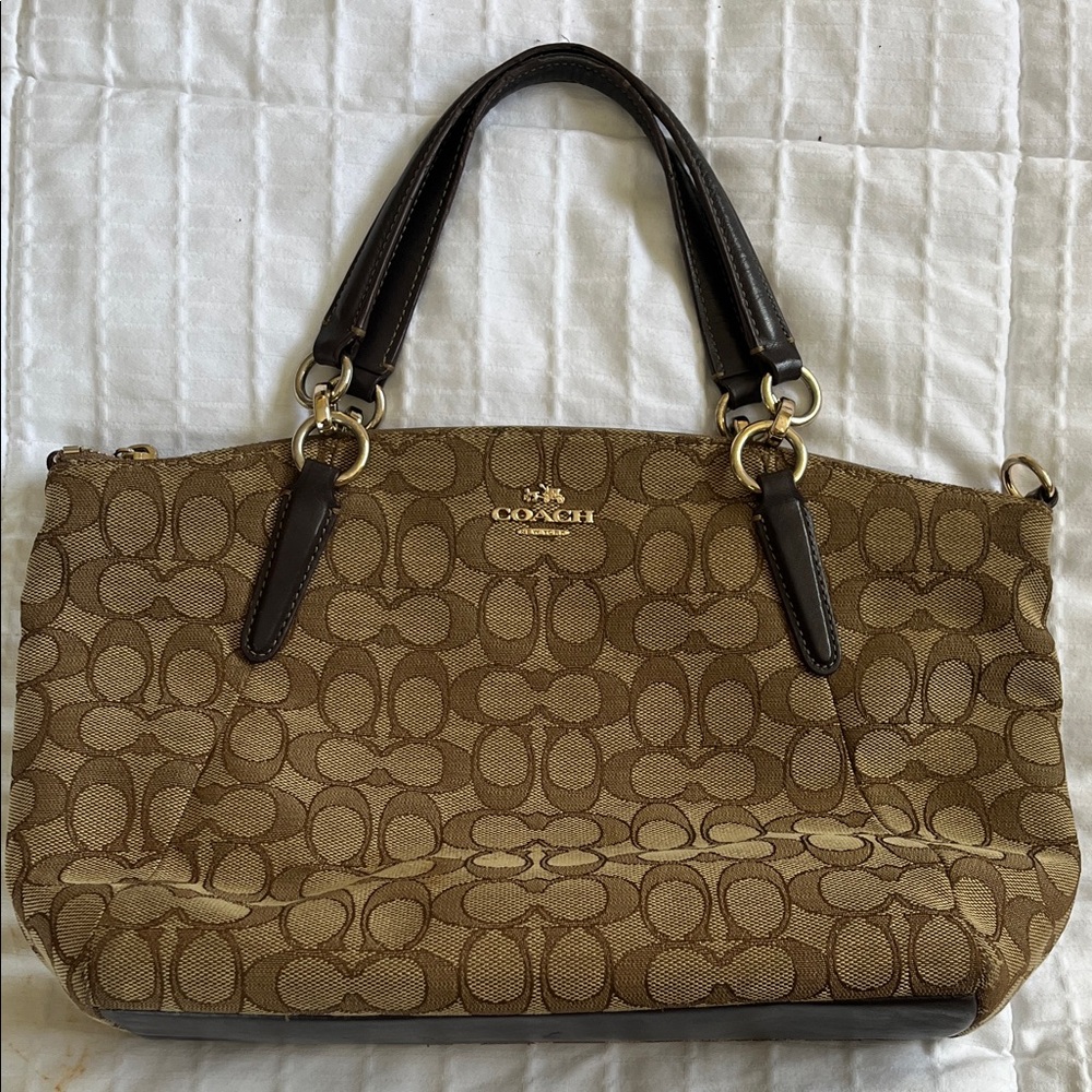 Coach Signature Shoulder Bag in Brown and Tan